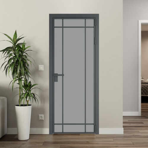 Межкомнатная дверь ProfilDoors 5 AG стекло Монохром серый триплекс цвет профиля Серая ночь