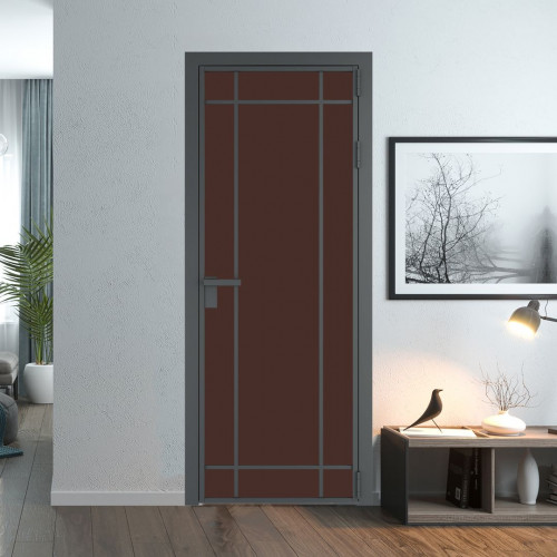 Межкомнатная дверь ProfilDoors 5 AG стекло Монохром шоколад триплекс цвет профиля Серая ночь
