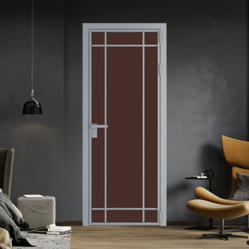Межкомнатная дверь ProfilDoors 5 AG стекло Монохром шоколад триплекс цвет профиля Серебро
