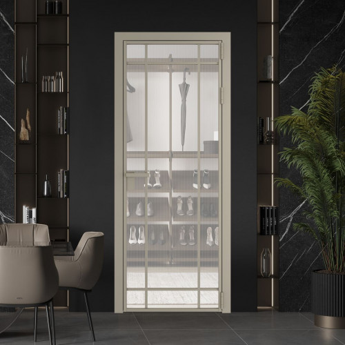 Межкомнатная дверь ProfilDoors 5 AG стекло Мору двухстороннее белое цвет профиля Никель матовый