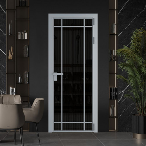 Межкомнатная дверь ProfilDoors 5 AG стекло Мору двухстороннее черное цвет профиля Серебро