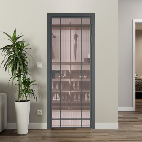 Межкомнатная дверь ProfilDoors 5 AG стекло Мору розовое цвет профиля Серая ночь