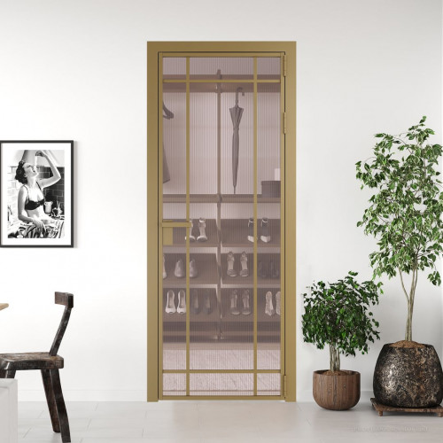Межкомнатная дверь ProfilDoors 5 AG стекло Мору розовое цвет профиля Золото