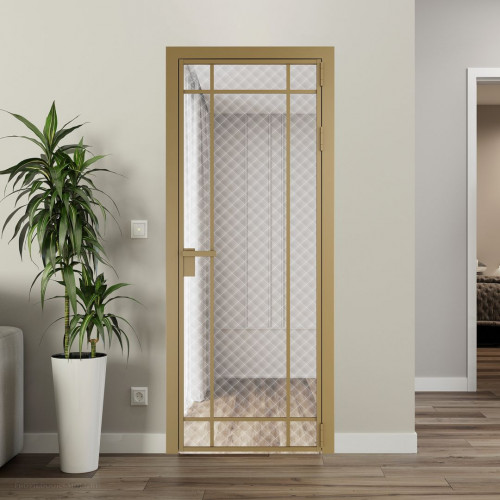 Межкомнатная дверь ProfilDoors 5 AG стекло Ромб белый цвет профиля Золото