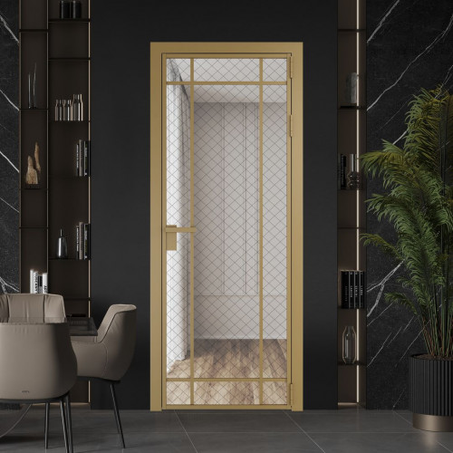 Межкомнатная дверь ProfilDoors 5 AG стекло Ромб черный цвет профиля Золото