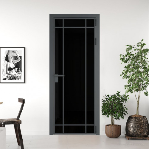 Межкомнатная дверь ProfilDoors 5 AG стекло Триплекс черный цвет профиля Серая ночь