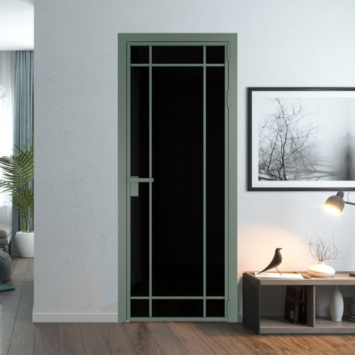 Межкомнатная дверь ProfilDoors 5 AG стекло Триплекс черный цвет профиля Зеленый воск