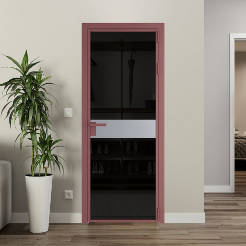 Межкомнатная дверь ProfilDoors 6 AG стекло Черное тонированное цвет профиля Красный антрацит вставка Смоки