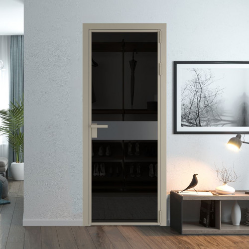 Межкомнатная дверь ProfilDoors 6 AG стекло Черное тонированное цвет профиля Никель матовый вставка Графит