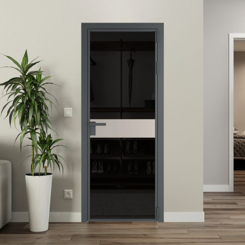 Межкомнатная дверь ProfilDoors 6 AG стекло Черное тонированное цвет профиля Серая ночь вставка Сэнд
