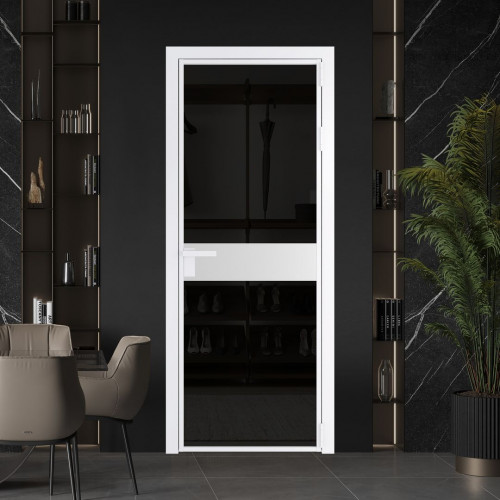 Межкомнатная дверь ProfilDoors 6 AG стекло Черное тонированное цвет профиля Вайт вставка Крем Вайт