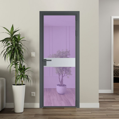 Межкомнатная дверь ProfilDoors 6 AG стекло Фиолетовое шпион цвет профиля Серая ночь вставка Лайт Грей