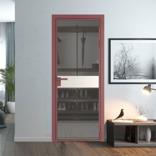 Межкомнатная дверь ProfilDoors 6 AG стекло Комфорт серый цвет профиля Красный антрацит вставка Перламутр белый