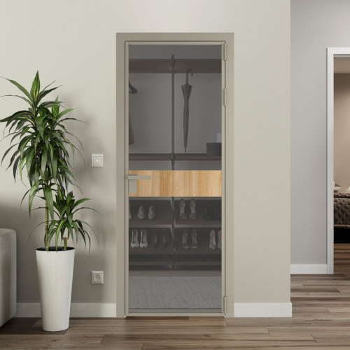 Межкомнатная дверь ProfilDoors 6 AG стекло Комфорт серый цвет профиля Никель матовый вставка Дуб Карамель