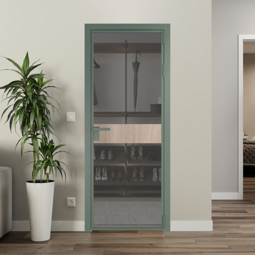 Межкомнатная дверь ProfilDoors 6 AG стекло Комфорт серый цвет профиля Зеленый воск вставка Дуб Сонома