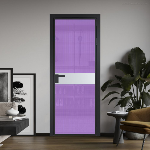 Межкомнатная дверь ProfilDoors 6 AG стекло Кризет фиолетовое цвет профиля Черный матовый вставка Вайт