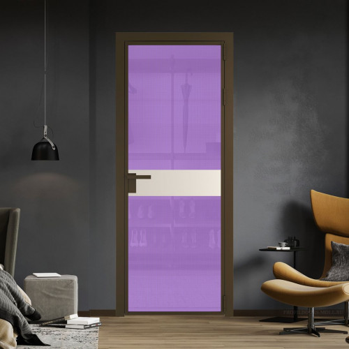 Межкомнатная дверь ProfilDoors 6 AG стекло Кризет фиолетовое цвет профиля Деорэ вставка Кремовая Магнолия