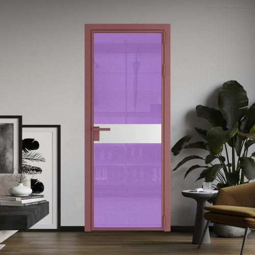 Межкомнатная дверь ProfilDoors 6 AG стекло Кризет фиолетовое цвет профиля Красный антрацит вставка Крем Вайт