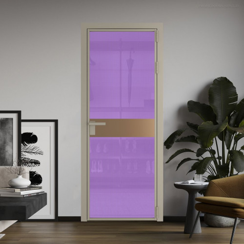Межкомнатная дверь ProfilDoors 6 AG стекло Кризет фиолетовое цвет профиля Никель матовый вставка Перламутр золото