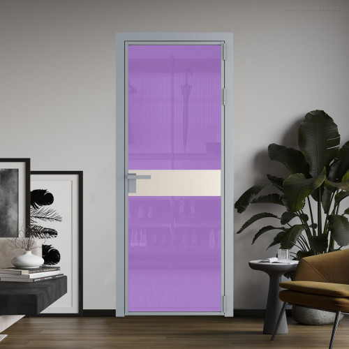 Межкомнатная дверь ProfilDoors 6 AG стекло Кризет фиолетовое цвет профиля Серебро вставка Кремовая Магнолия