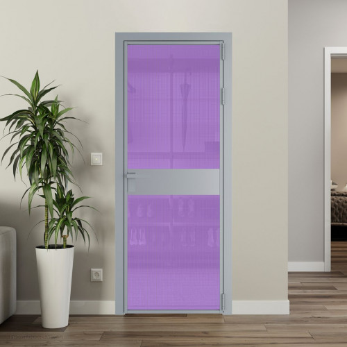 Межкомнатная дверь ProfilDoors 6 AG стекло Кризет фиолетовое цвет профиля Серебро вставка Смоки