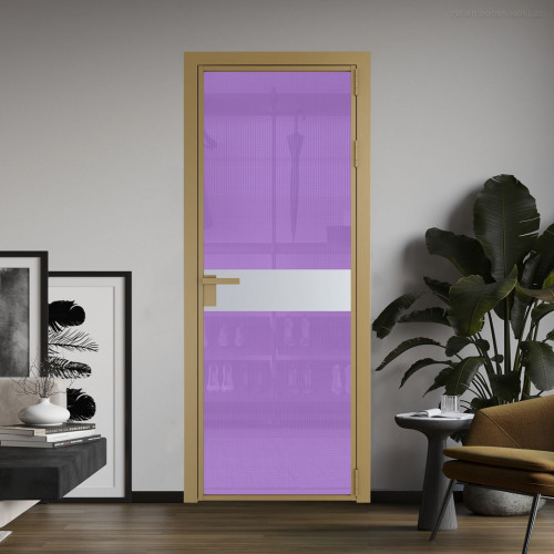 Межкомнатная дверь ProfilDoors 6 AG стекло Кризет фиолетовое цвет профиля Золото вставка Лайт Грей