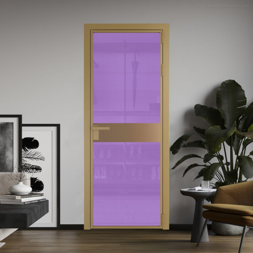 Межкомнатная дверь ProfilDoors 6 AG стекло Кризет фиолетовое цвет профиля Золото вставка Перламутр золото