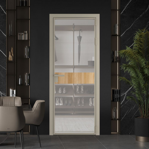 Межкомнатная дверь ProfilDoors 6 AG стекло Кризет цвет профиля Никель матовый вставка Дуб Карамель