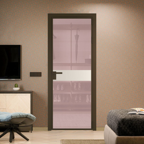 Межкомнатная дверь ProfilDoors 6 AG стекло Кризет розовое цвет профиля Деорэ вставка Кремовая Магнолия