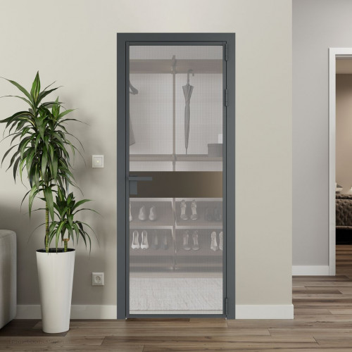 Межкомнатная дверь ProfilDoors 6 AG стекло Кризет цвет профиля Серая ночь вставка Перламутр бронза