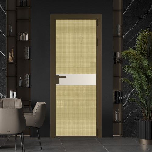 Межкомнатная дверь ProfilDoors 6 AG стекло Кризет золото цвет профиля Деорэ вставка Кремовая Магнолия