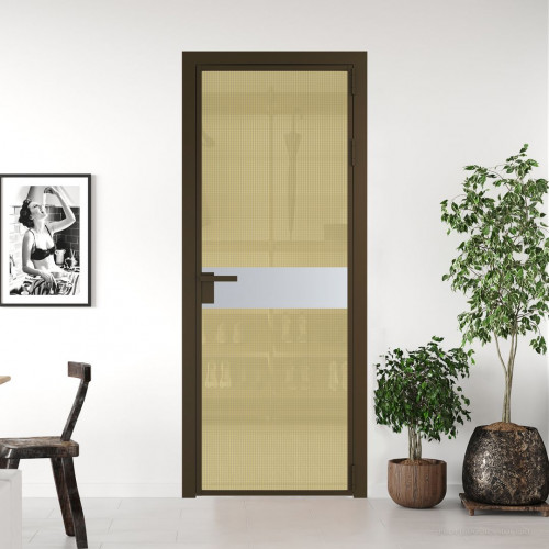 Межкомнатная дверь ProfilDoors 6 AG стекло Кризет золото цвет профиля Деорэ вставка Лайт Грей