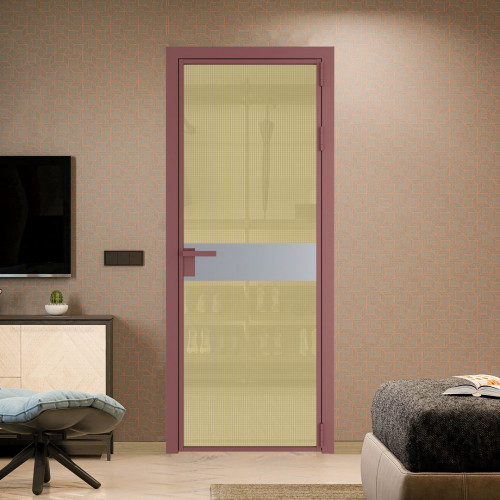 Межкомнатная дверь ProfilDoors 6 AG стекло Кризет золото цвет профиля Красный антрацит вставка Смоки