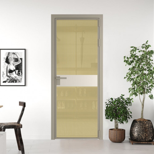 Межкомнатная дверь ProfilDoors 6 AG стекло Кризет золото цвет профиля Никель матовый вставка Кремовая Магнолия