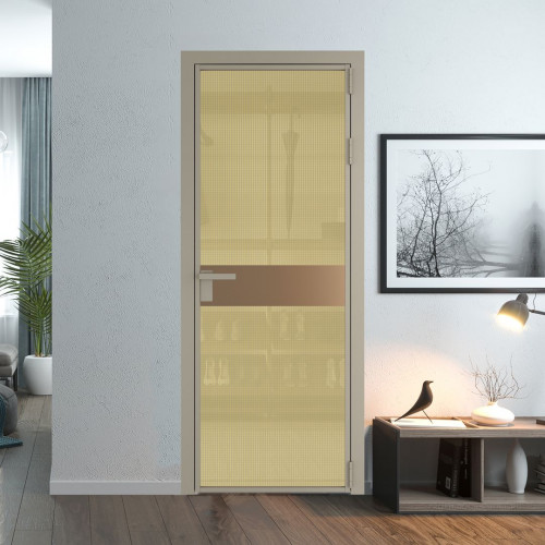Межкомнатная дверь ProfilDoors 6 AG стекло Кризет золото цвет профиля Никель матовый вставка Перламутр золото