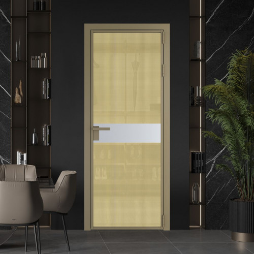 Межкомнатная дверь ProfilDoors 6 AG стекло Кризет золото цвет профиля Шампань вставка Лайт Грей