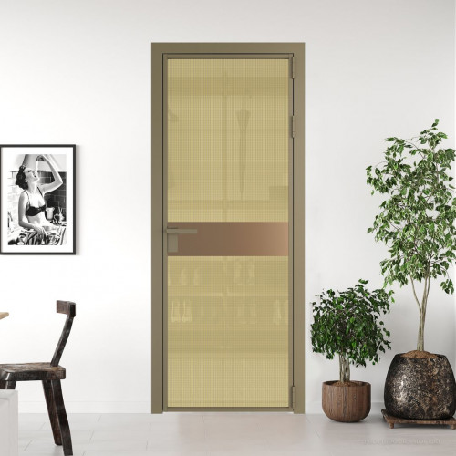 Межкомнатная дверь ProfilDoors 6 AG стекло Кризет золото цвет профиля Шампань вставка Перламутр золото