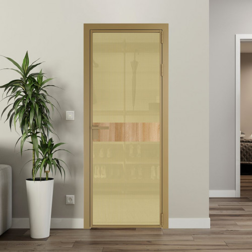 Межкомнатная дверь ProfilDoors 6 AG стекло Кризет золото цвет профиля Золото вставка Дуб Карамель