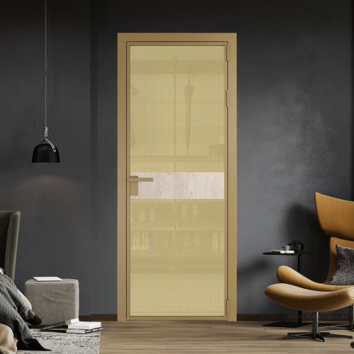 Межкомнатная дверь ProfilDoors 6 AG стекло Кризет золото цвет профиля Золото вставка Каштан светлый