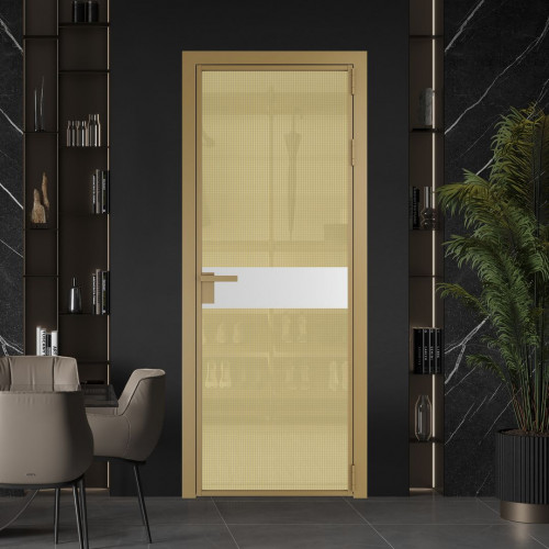 Межкомнатная дверь ProfilDoors 6 AG стекло Кризет золото цвет профиля Золото вставка Крем Вайт