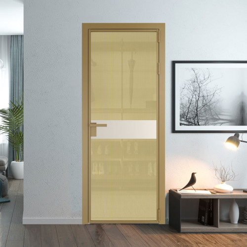 Межкомнатная дверь ProfilDoors 6 AG стекло Кризет золото цвет профиля Золото вставка Кремовая Магнолия