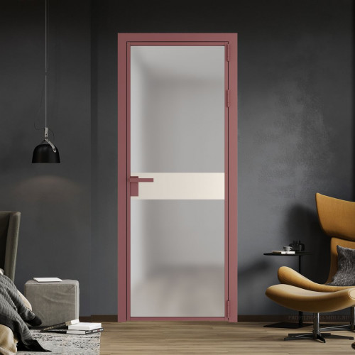 Межкомнатная дверь ProfilDoors 6 AG стекло Матовое цвет профиля Красный антрацит вставка Кремовая Магнолия