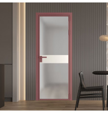 Межкомнатная дверь ProfilDoors 6 AG стекло Матовое цвет профиля Красный антрацит вставка Перламутр белый