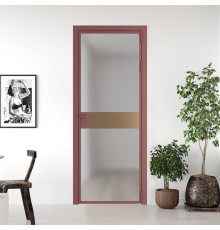 Межкомнатная дверь ProfilDoors 6 AG стекло Матовое цвет профиля Красный антрацит вставка Перламутр золото