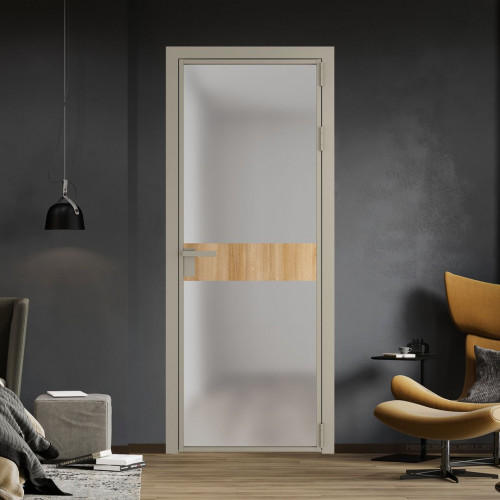 Межкомнатная дверь ProfilDoors 6 AG стекло Матовое цвет профиля Никель матовый вставка Дуб Карамель