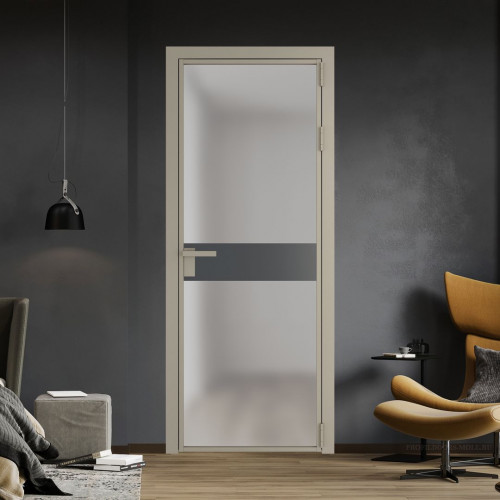 Межкомнатная дверь ProfilDoors 6 AG стекло Матовое цвет профиля Никель матовый вставка Графит