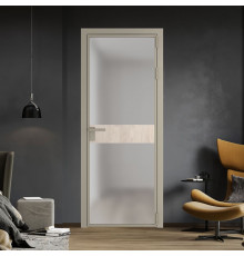 Межкомнатная дверь ProfilDoors 6 AG стекло Матовое цвет профиля Никель матовый вставка Каштан светлый