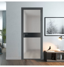 Межкомнатная дверь ProfilDoors 6 AG стекло Матовое цвет профиля Серая ночь вставка Блэк