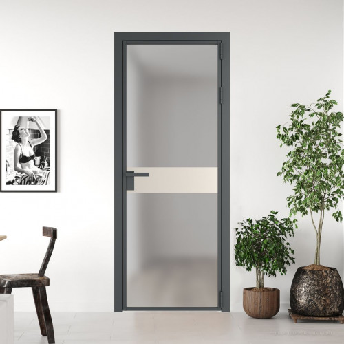 Межкомнатная дверь ProfilDoors 6 AG стекло Матовое цвет профиля Серая ночь вставка Кремовая Магнолия