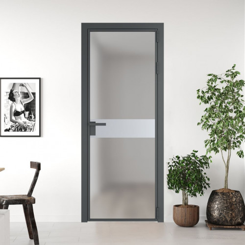 Межкомнатная дверь ProfilDoors 6 AG стекло Матовое цвет профиля Серая ночь вставка Лайт Грей